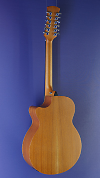 Faith Venus Naked 12-saitige Gitarre Fichte, Mahagoni, Cutaway, Pickup, R&uuml;ckansicht