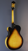 H&ouml;fner Bluetone Superdeluxe HCT-SL Jazzgitarre, Fichte, Ahorn, Cutaway, sunburst, 1 Pickup, R&uuml;ckansicht