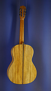 Hein Gitarrenbau Meistergitarre Form nach Santos Hernandez (1924) und Schallloch nach Francisco Simplicio (1930) Zeder, Zebrano, Mensur 65 cm, 2020